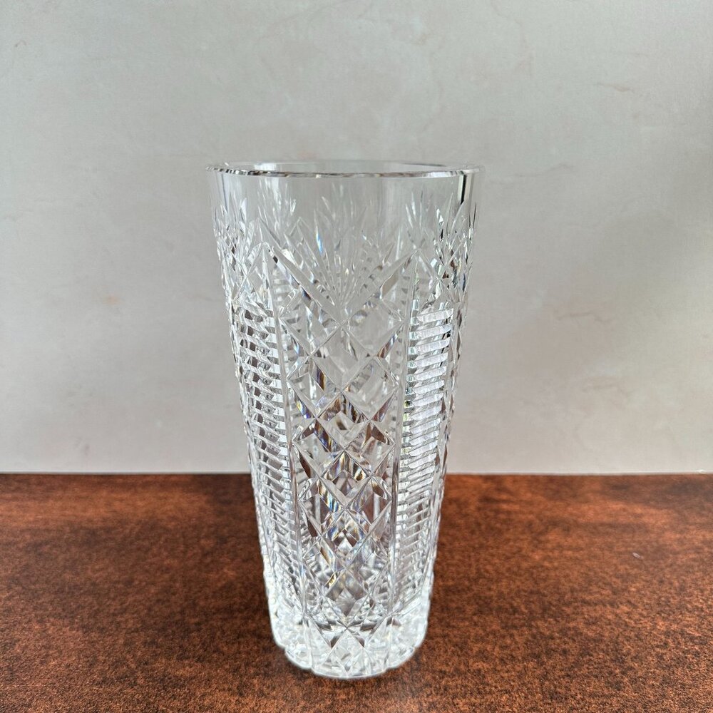 Waterford Crystal Vase "Clare" Diamond Cut Glass Vase Made in Ireland - Picture 2 of 10